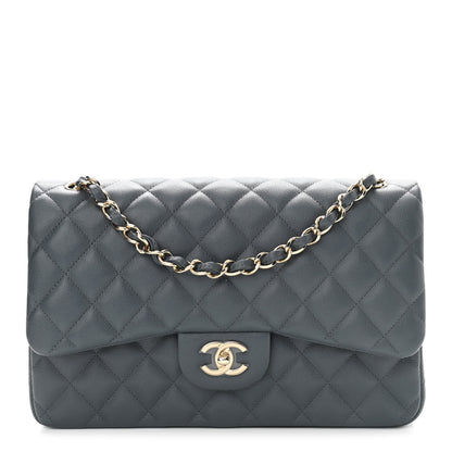 Chanel Caviar Quilted Jumbo Double Flap Grey 1 of 11