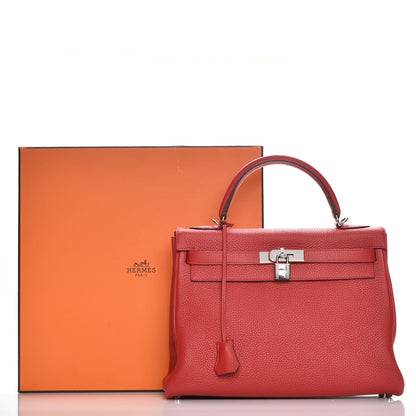 Hermes Taurillon Clemence Kelly Retourne 32 Rouge Casaque 32 of 32