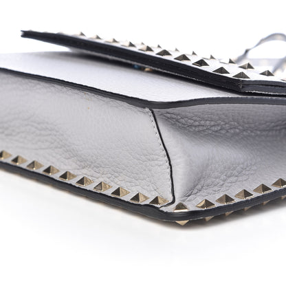 Valentino Garavani Pebbled Calfskin Rockstud Side Slip Crossbody Pastel Grey 8 of 9