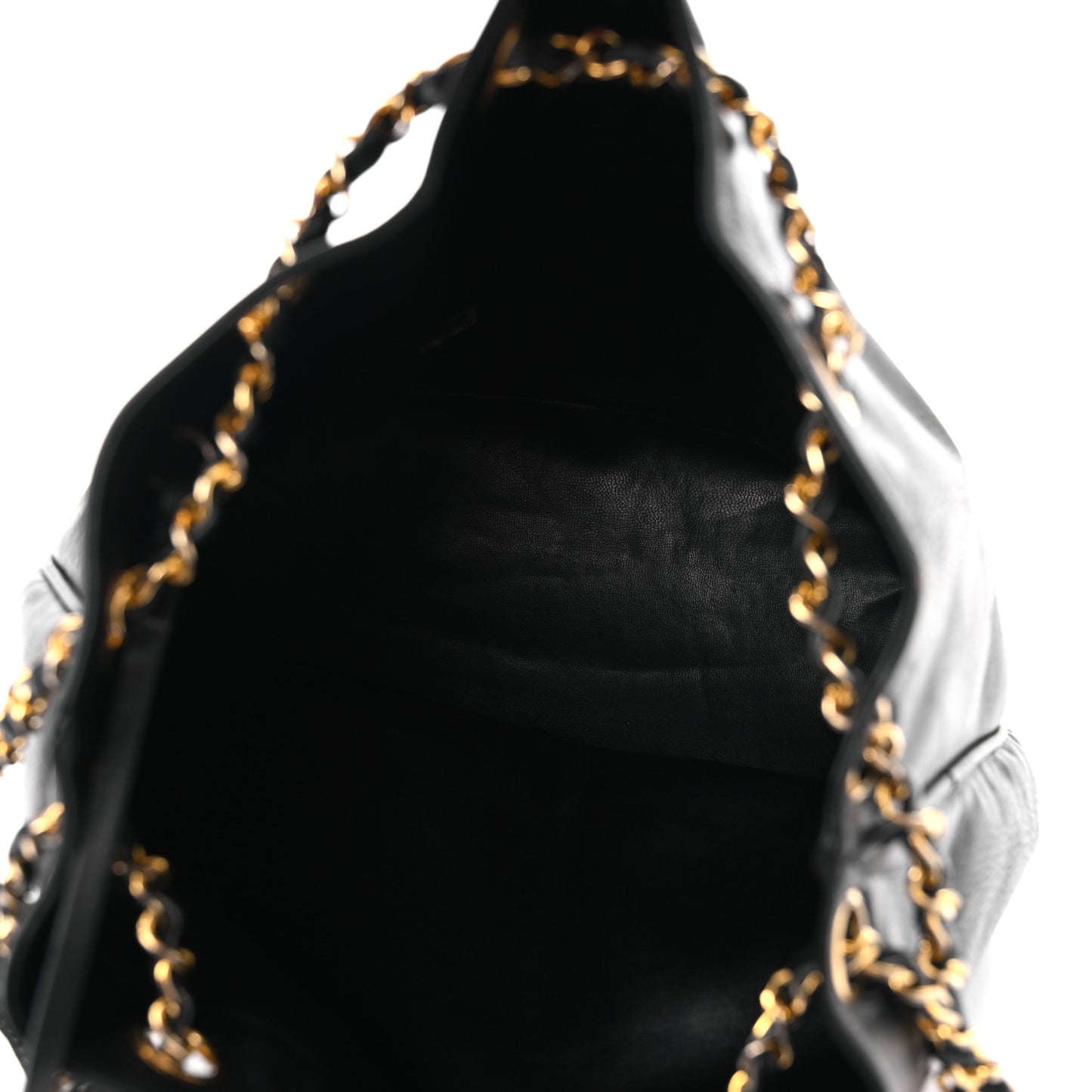 Lambskin Quilted Drawstring Bucket Bag Black