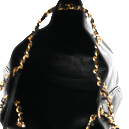 Chanel Lambskin Quilted Drawstring Bucket Bag Black 6 of 17