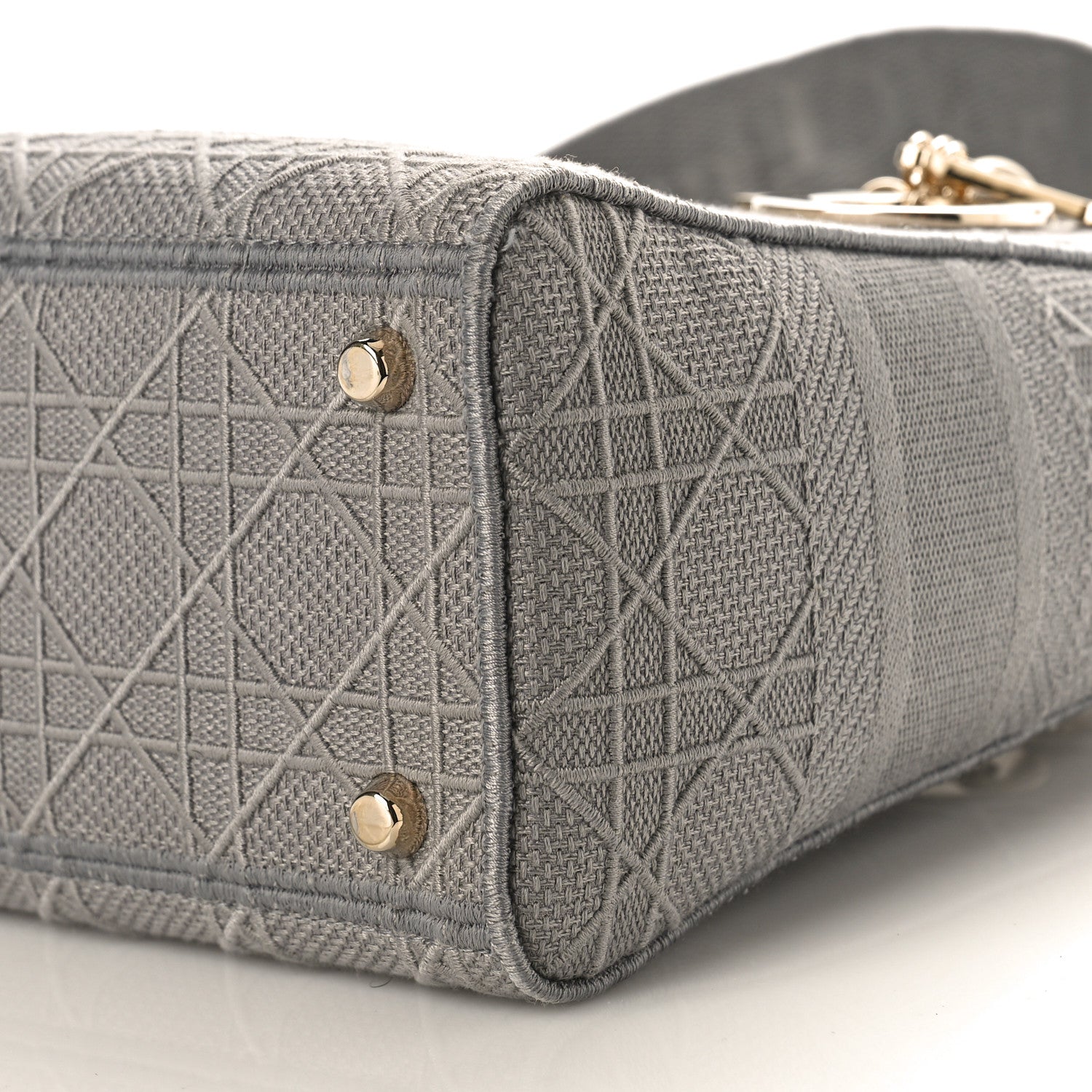 Christian Dior Canvas Embroidered Cannage Medium Lady D-Lite Gray 9 of 10