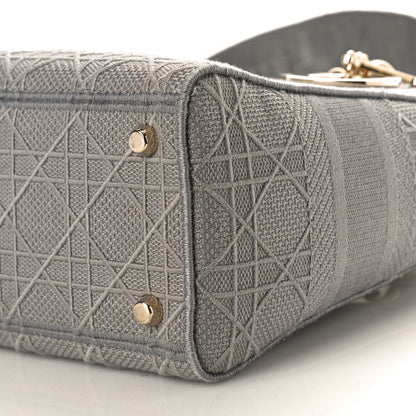 Christian Dior Canvas Embroidered Cannage Medium Lady D-Lite Gray 9 of 10