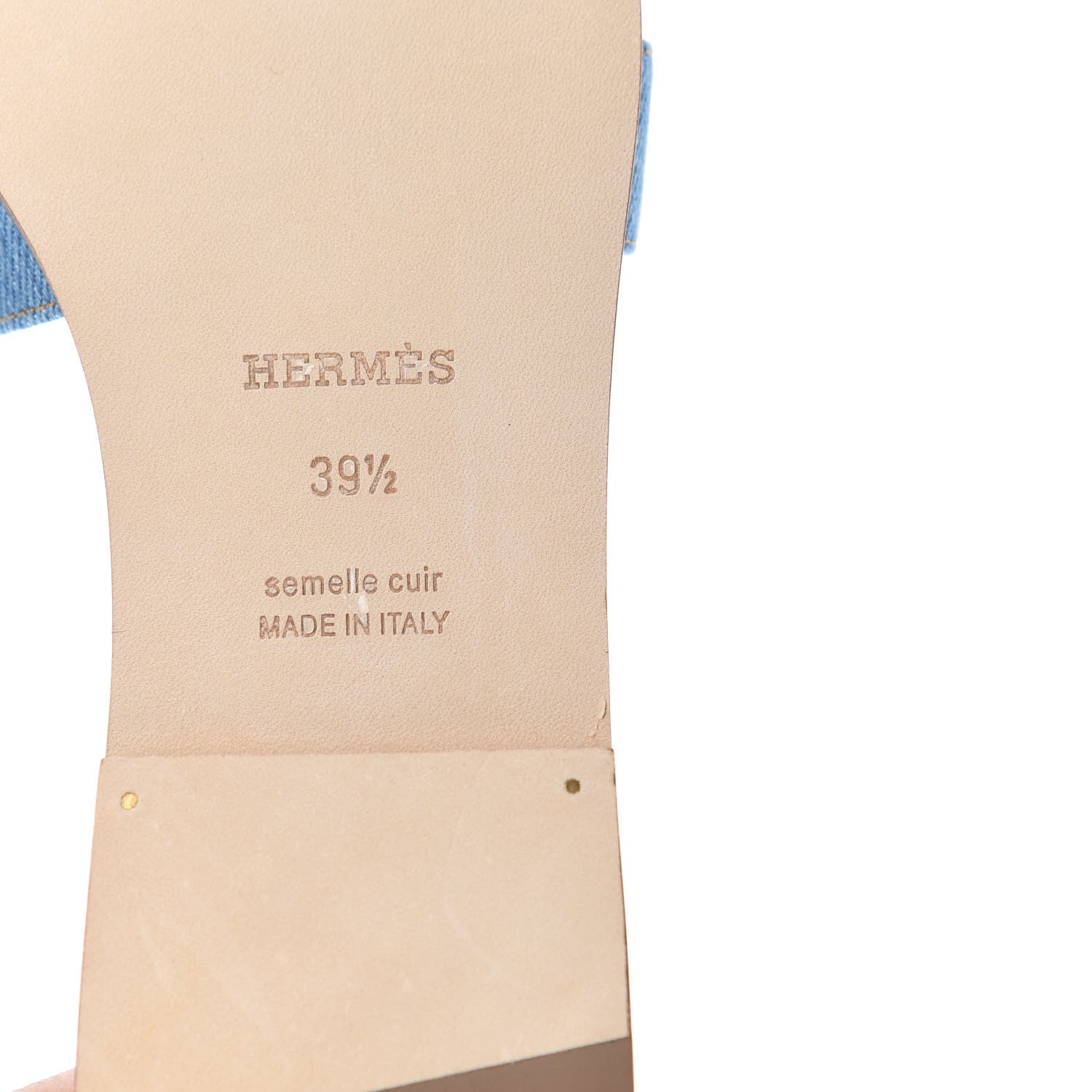 Hermes Denim Canvas Oran Sandals 39.5 Bleu Clair 9 of 10