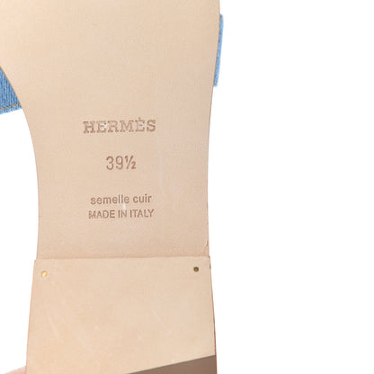 Hermes Denim Canvas Oran Sandals 39.5 Bleu Clair 9 of 10