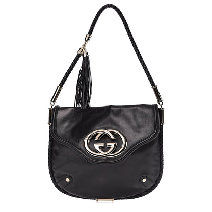 Gucci Calfskin Medium Britt Tassel Shoulder Bag Black 1 of 11