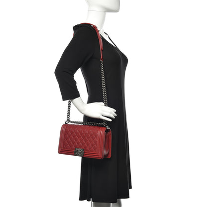Chanel Caviar Quilted Medium Boy Flap Dark Red 2 of 15