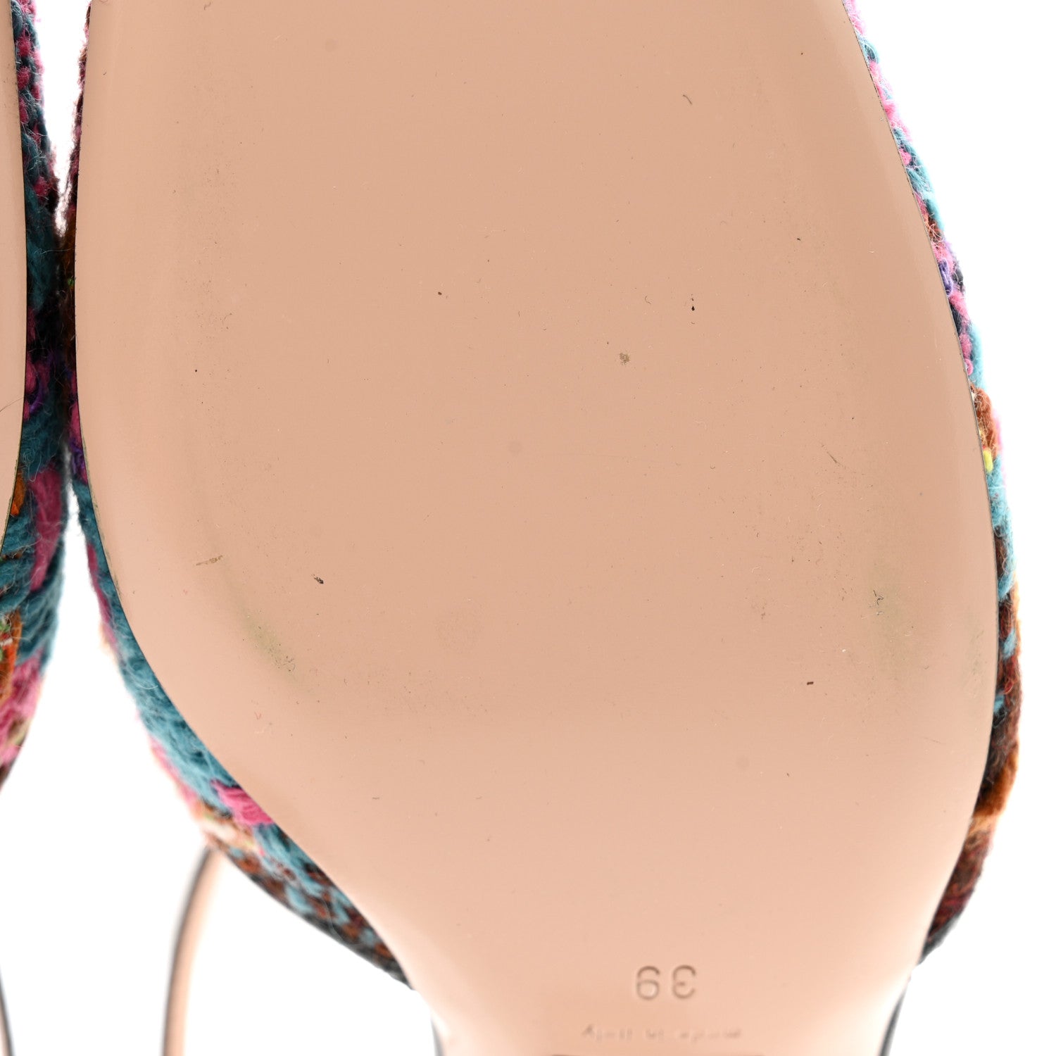 Gucci Tweed Nappa Charlotte Spicy Check Matelasse T-Strap Pumps 39 Pink Multicolor Black 9 of 12