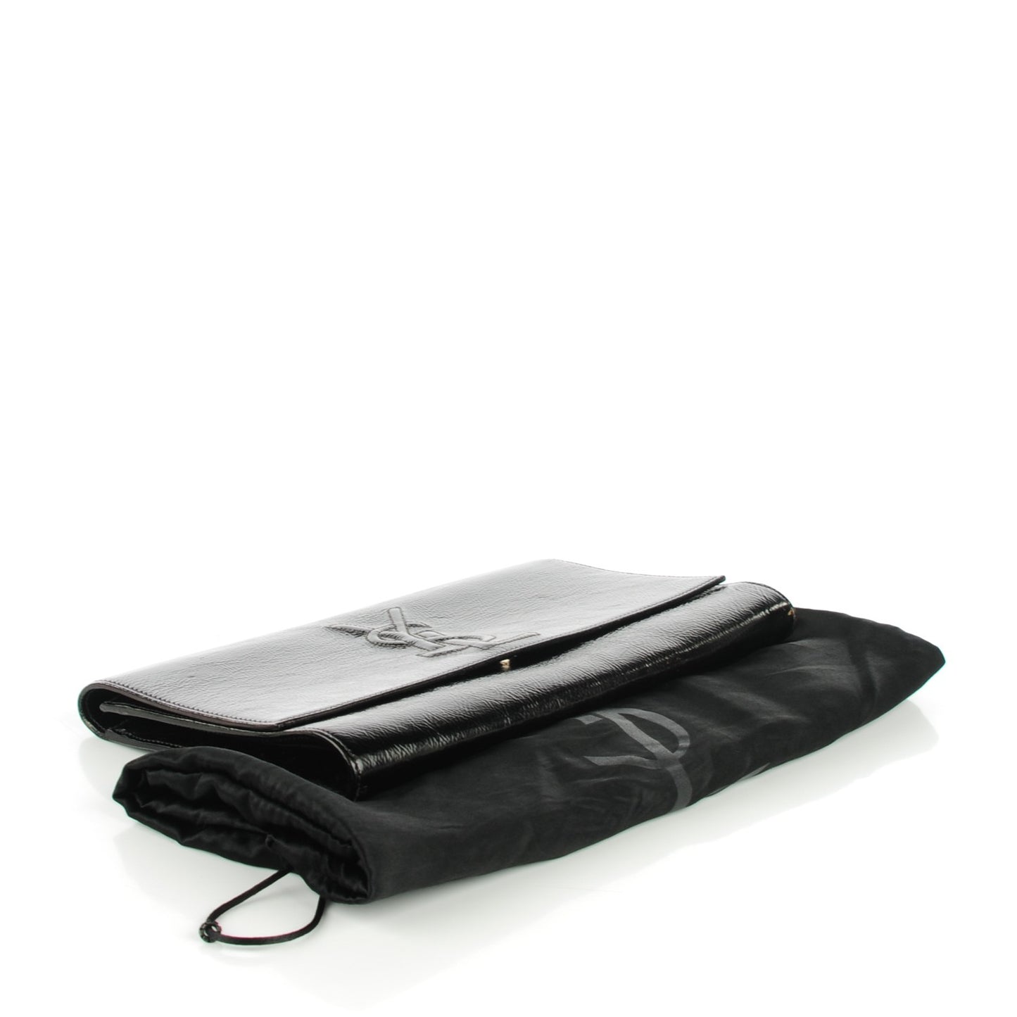 Textured Patent Monogram Large Belle De Jour Clutch Black