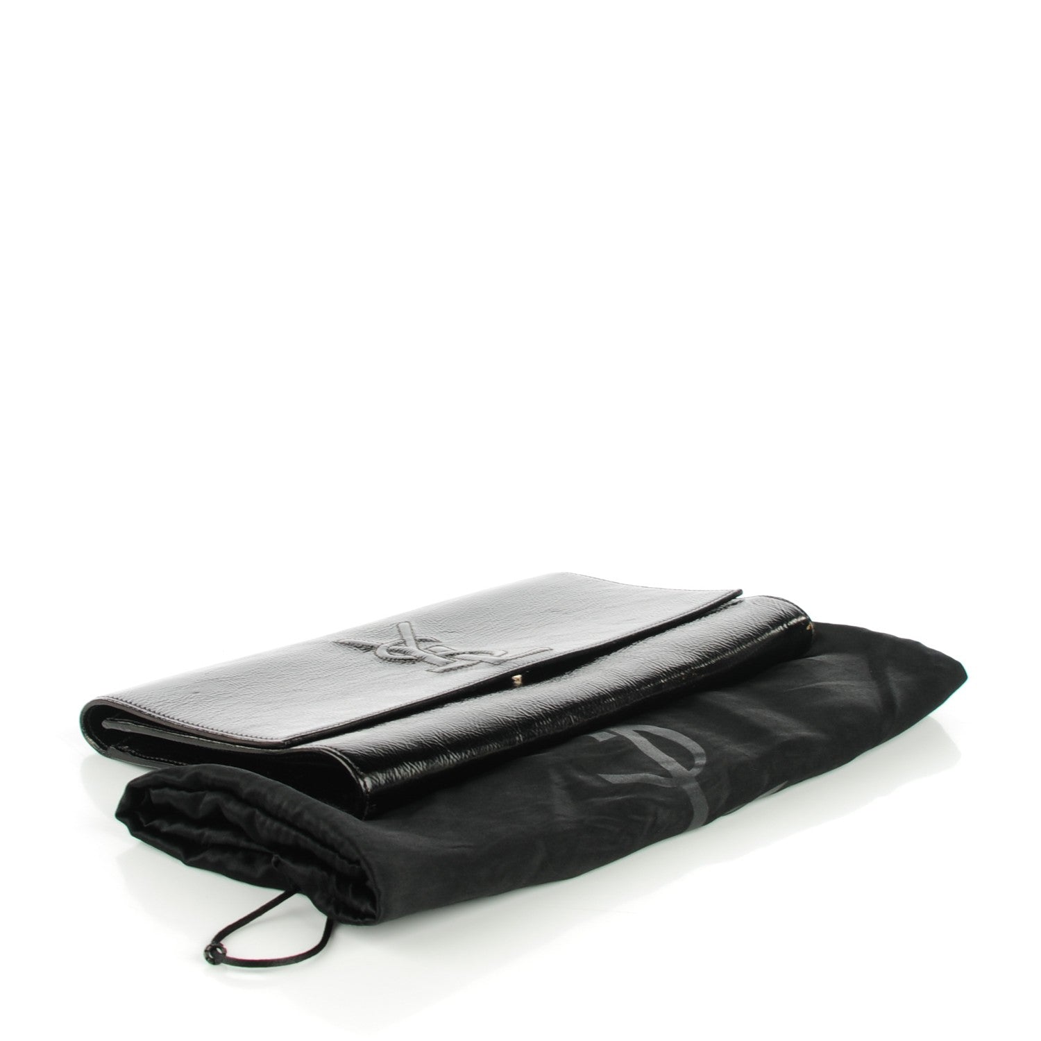 Saint Laurent Textured Patent Monogram Large Belle De Jour Clutch Black 4 of 8