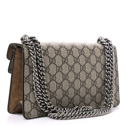 Gucci GG Supreme Monogram Suede Crystal Small Dionysus Shoulder Bag Beige Ebony Taupe 3 of 13