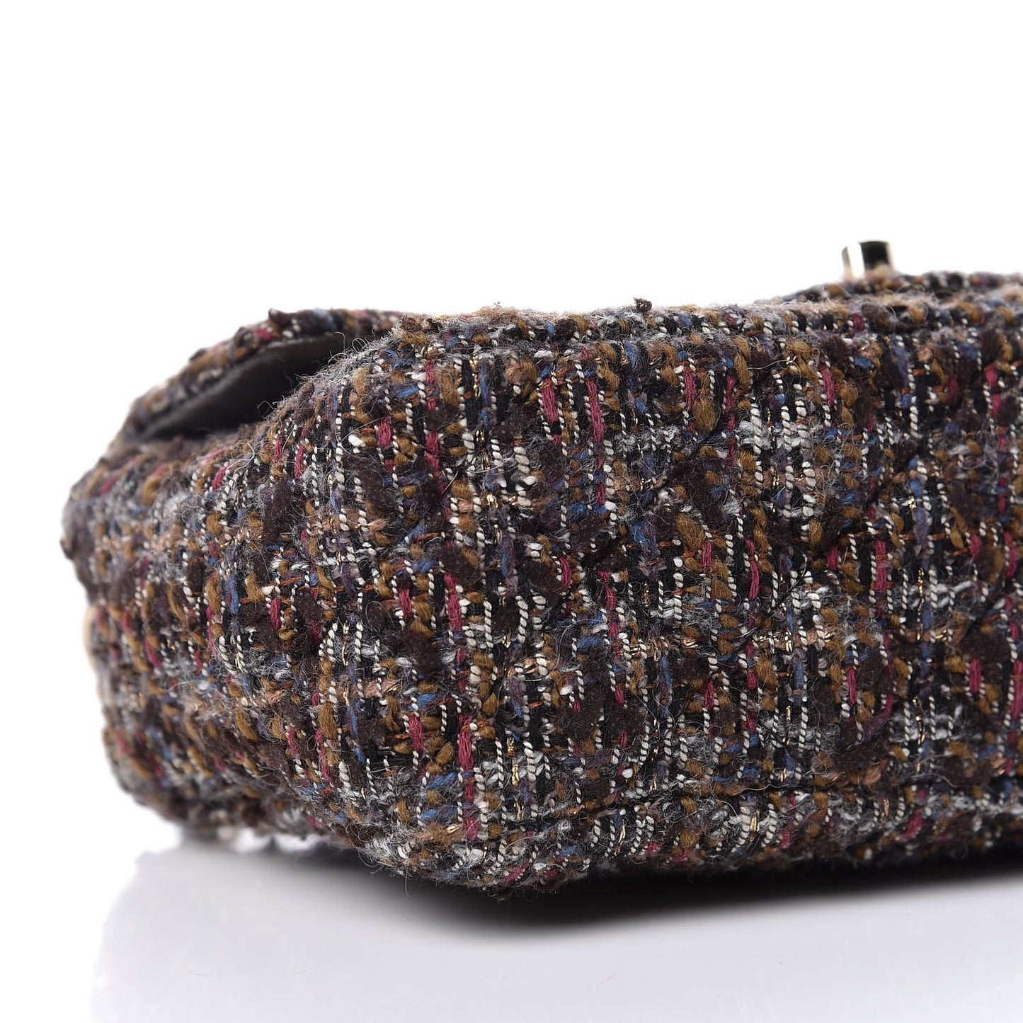 Tweed Quilted Mini Rectangular Flap Beige