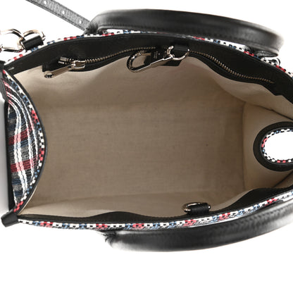 Gucci Canvas Plaid ICCUG Embroidered Small Tote Bag Black White Red Blue Smile Yellow 5 of 10