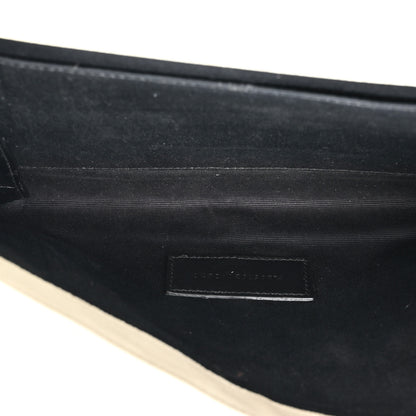 Saint Laurent Grain De Poudre Textured Mixed Matelasse Triquilt Monogram Clutch Blanc Vintage 5 of 19