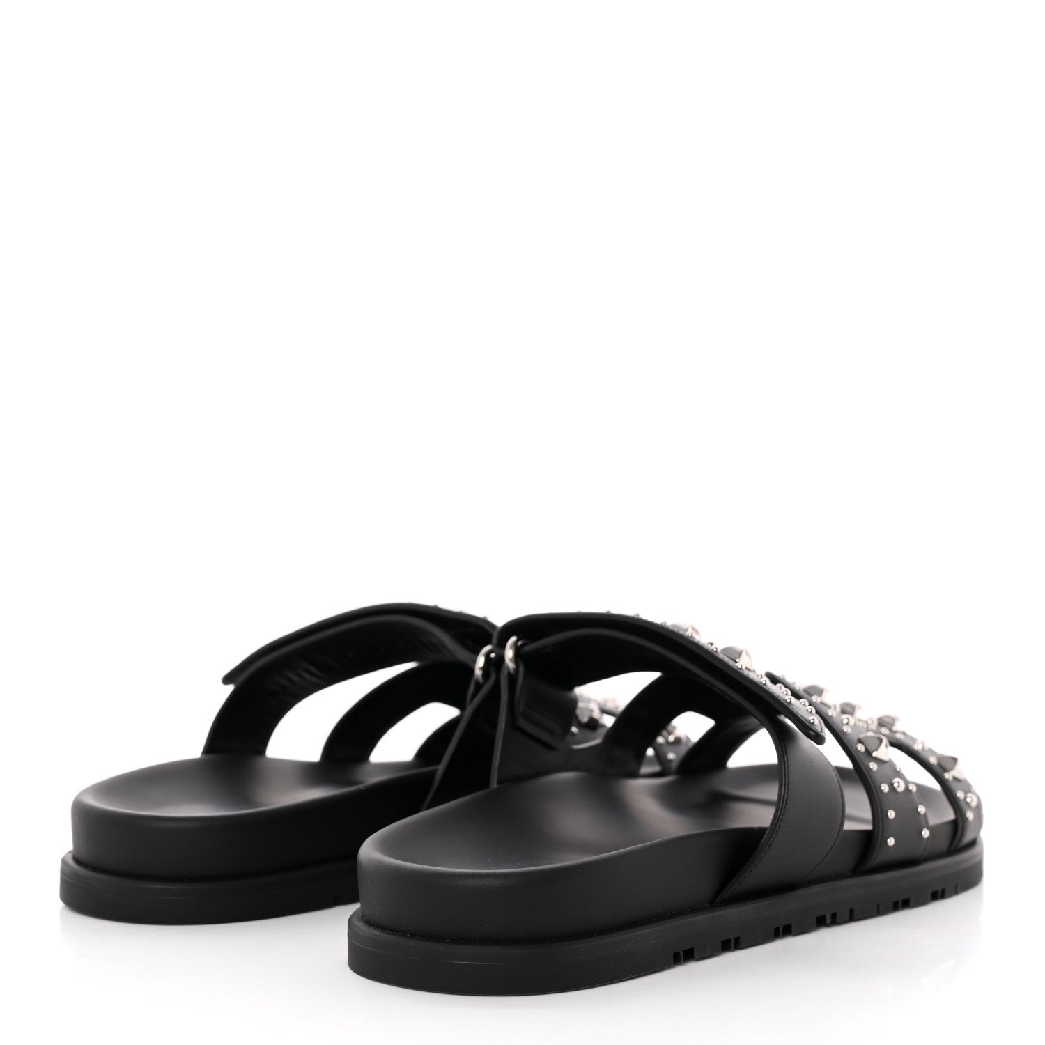 Hermes Calfskin Studded Womens Chypre Sandals 39.5 Black 4 of 8
