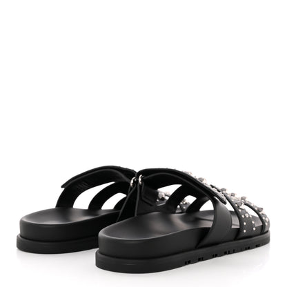 Hermes Calfskin Studded Womens Chypre Sandals 39.5 Black 4 of 8