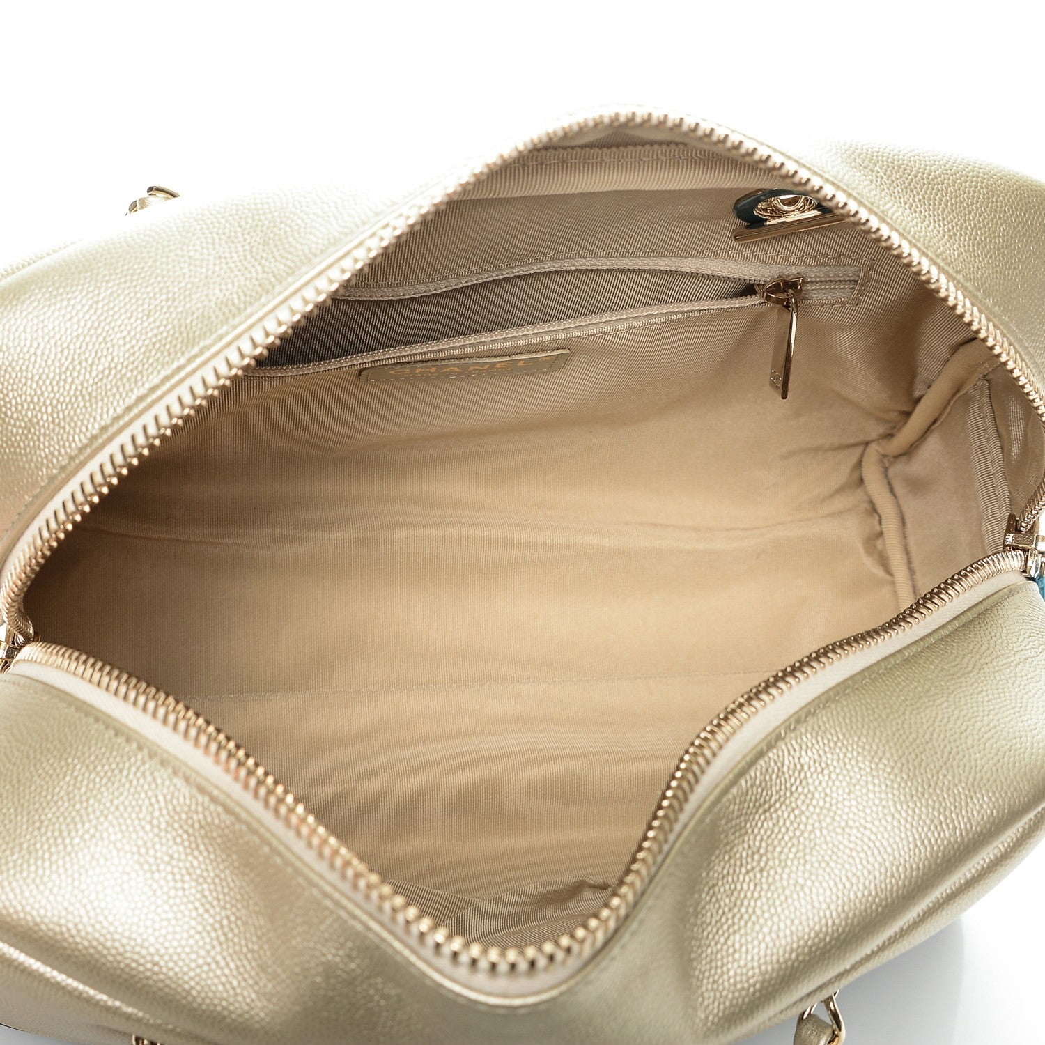 Chanel Caviar Iridescent Calfskin Duo Bowling Bag Black Gold 5 of 7