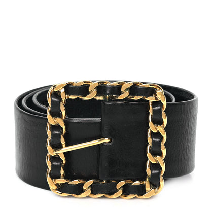 Chanel Lambskin Chain Square Buckle Belt  75 30 Black 1 of 5