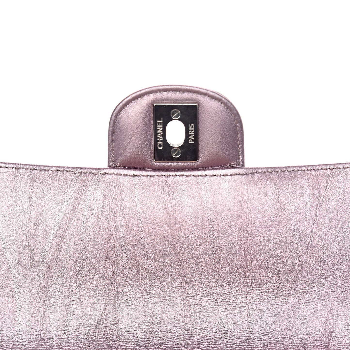 Metallic Calfskin Quilted Mini Rectangular Flap Pink