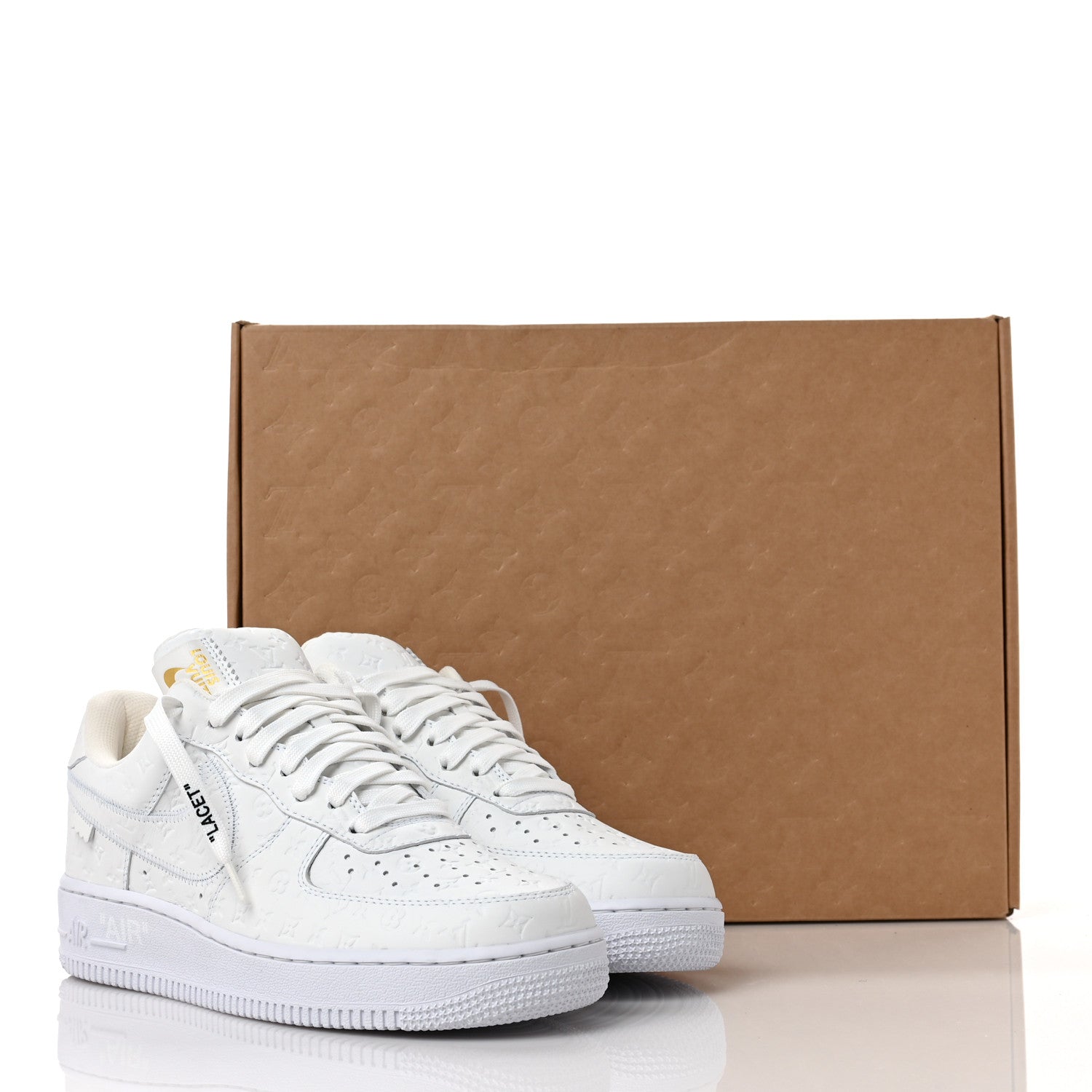 Louis Vuitton X NIKE AIR FORCE 1 Calfskin Monogram Mens Low Top Sneakers 7.5 White 8 of 8