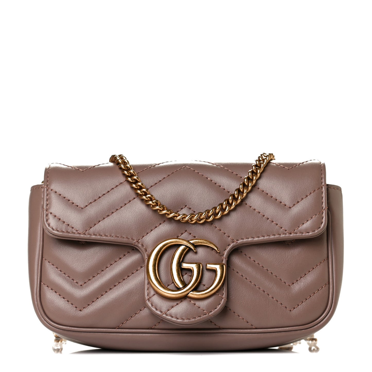 Calfskin Matelasse Super Mini GG Marmont Shoulder Bag Porcelain Rose