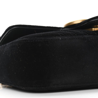 Gucci Velvet Matelasse Mini GG Marmont Shoulder Bag Black 8 of 10