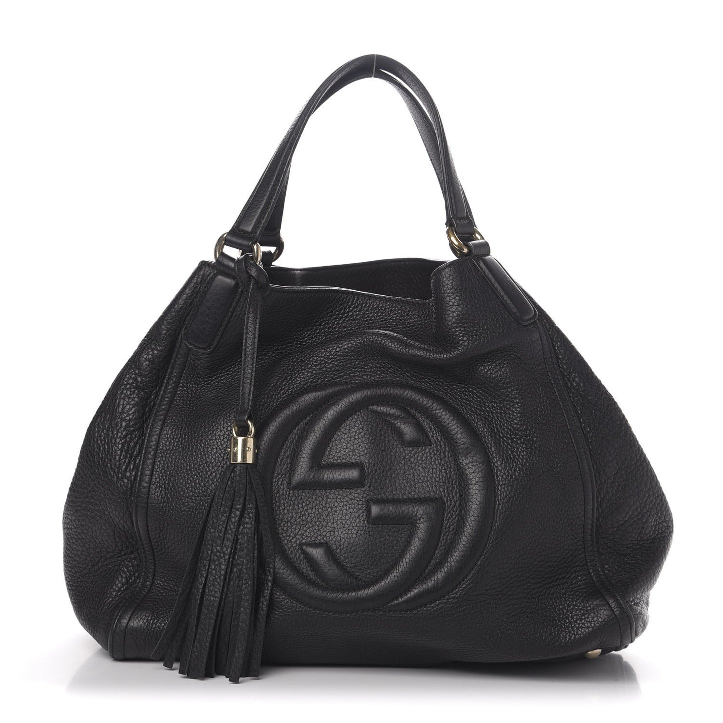 Pebbled Calfskin Medium Soho Shoulder Bag Black