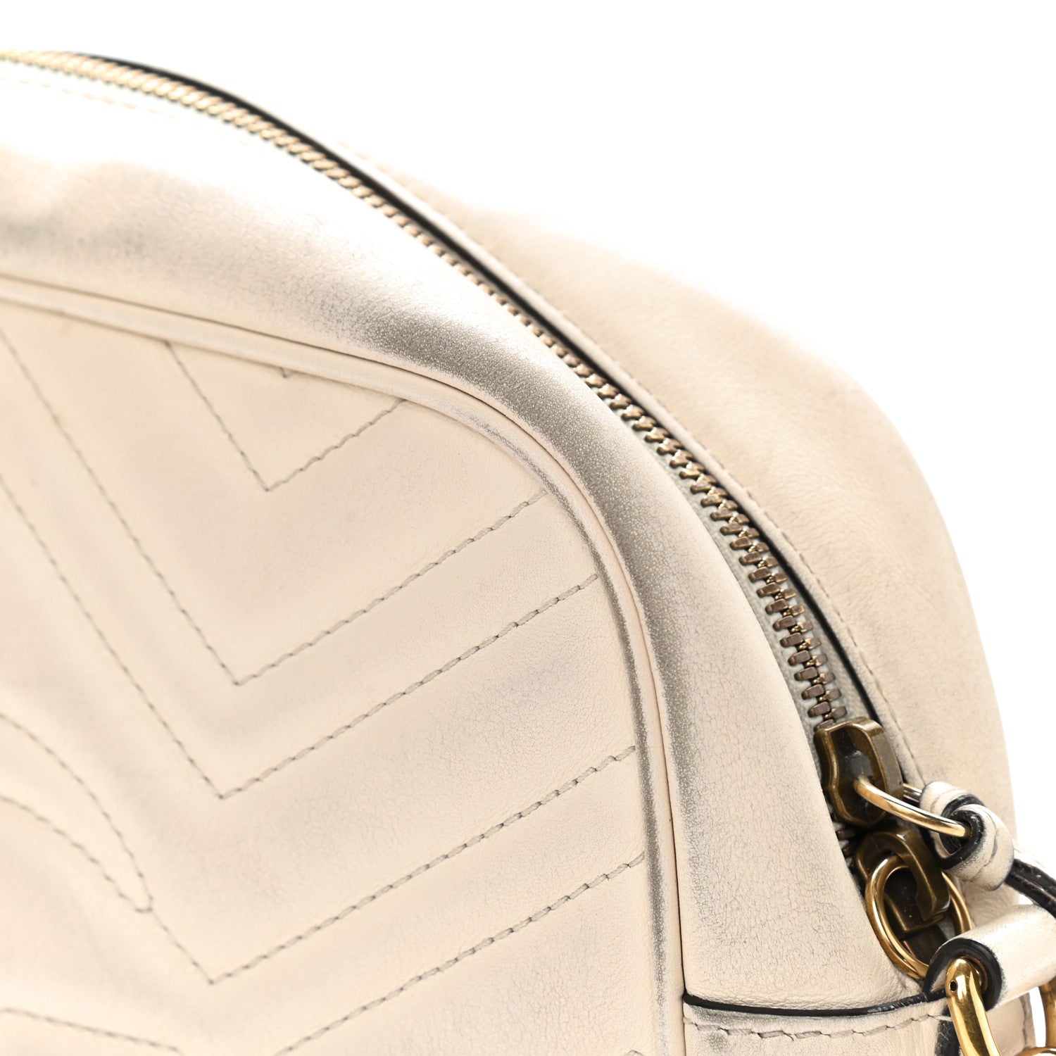 Gucci Calfskin Matelasse Medium GG Marmont Chain Shoulder Bag Mystic White 14 of 18