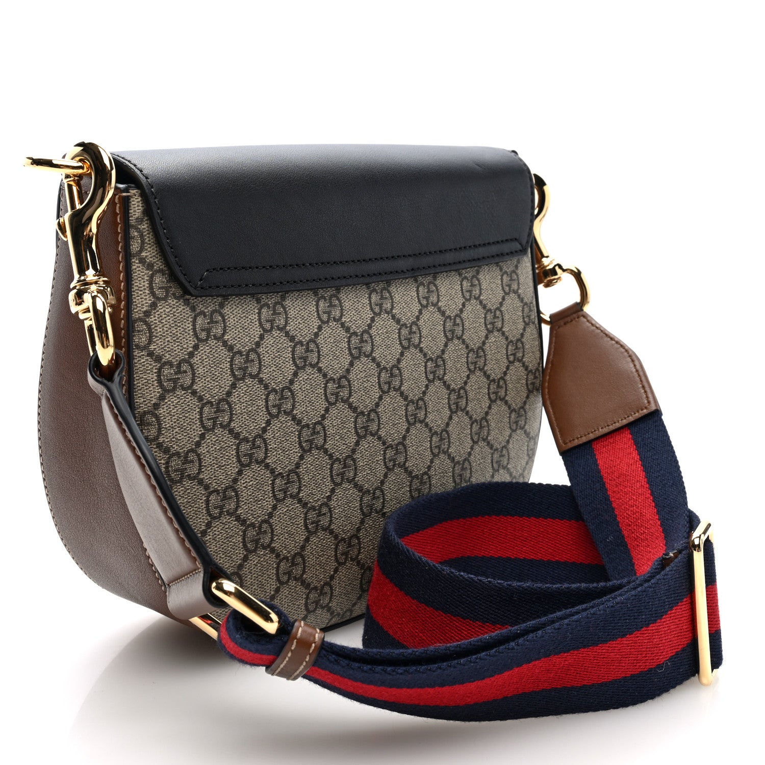 Gucci GG Supreme Monogram Web Medium Padlock Messenger Shoulder Bag Black 3 of 11