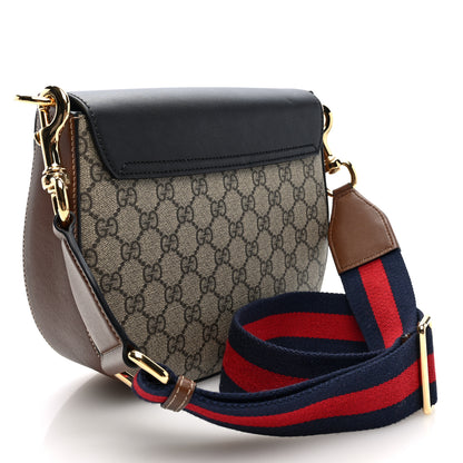 Gucci GG Supreme Monogram Web Medium Padlock Messenger Shoulder Bag Black 3 of 11