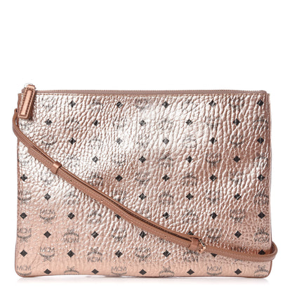 MCM Metallic Visetos Medium Crossbody Pouch Champagne 1 of 10
