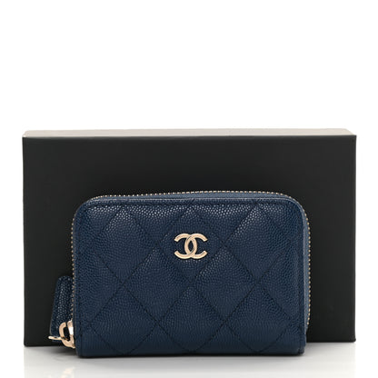 Chanel Caviar Quilted Zip Coin Purse Dark Blue 10 of 10