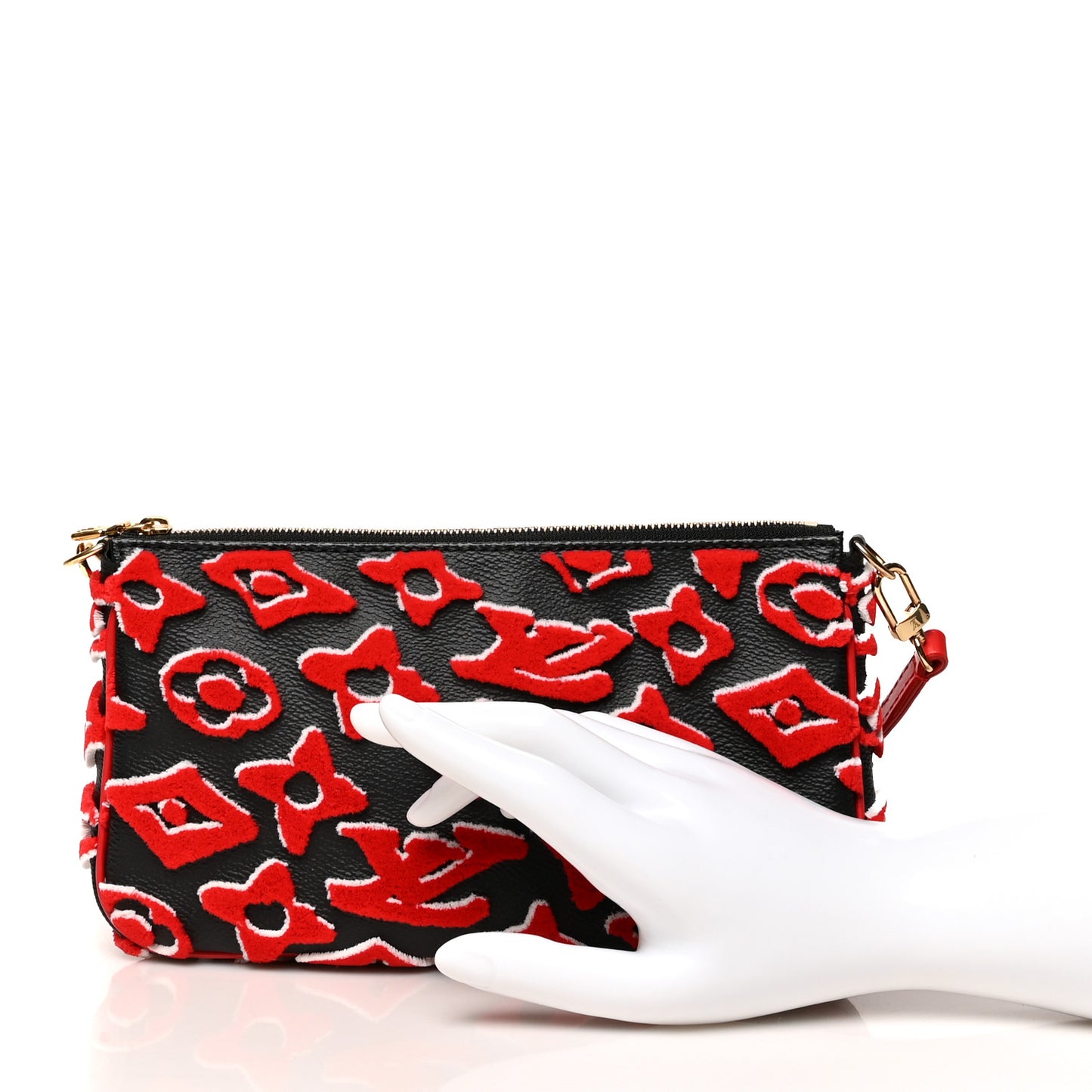 X UF Tufted Monogram Pochette Accessories Black Red