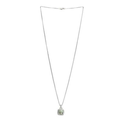 David Yurman Sterling Silver Diamond Prasiolite 11mm Albion Pendant Necklace 2 of 5