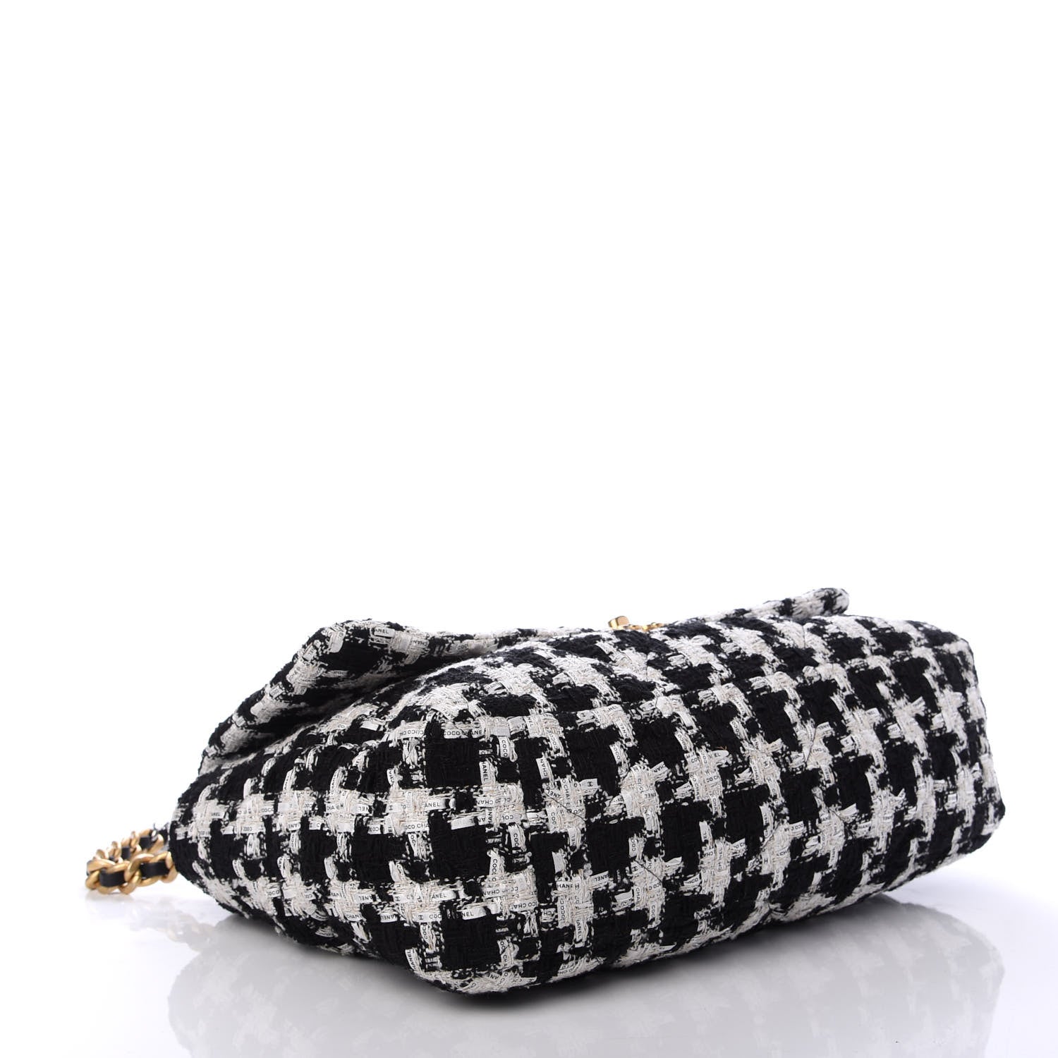 Chanel Tweed Quilted Maxi Chanel 19 Flap Black Ecru White 3 of 10