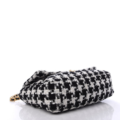 Chanel Tweed Quilted Maxi Chanel 19 Flap Black Ecru White 3 of 10