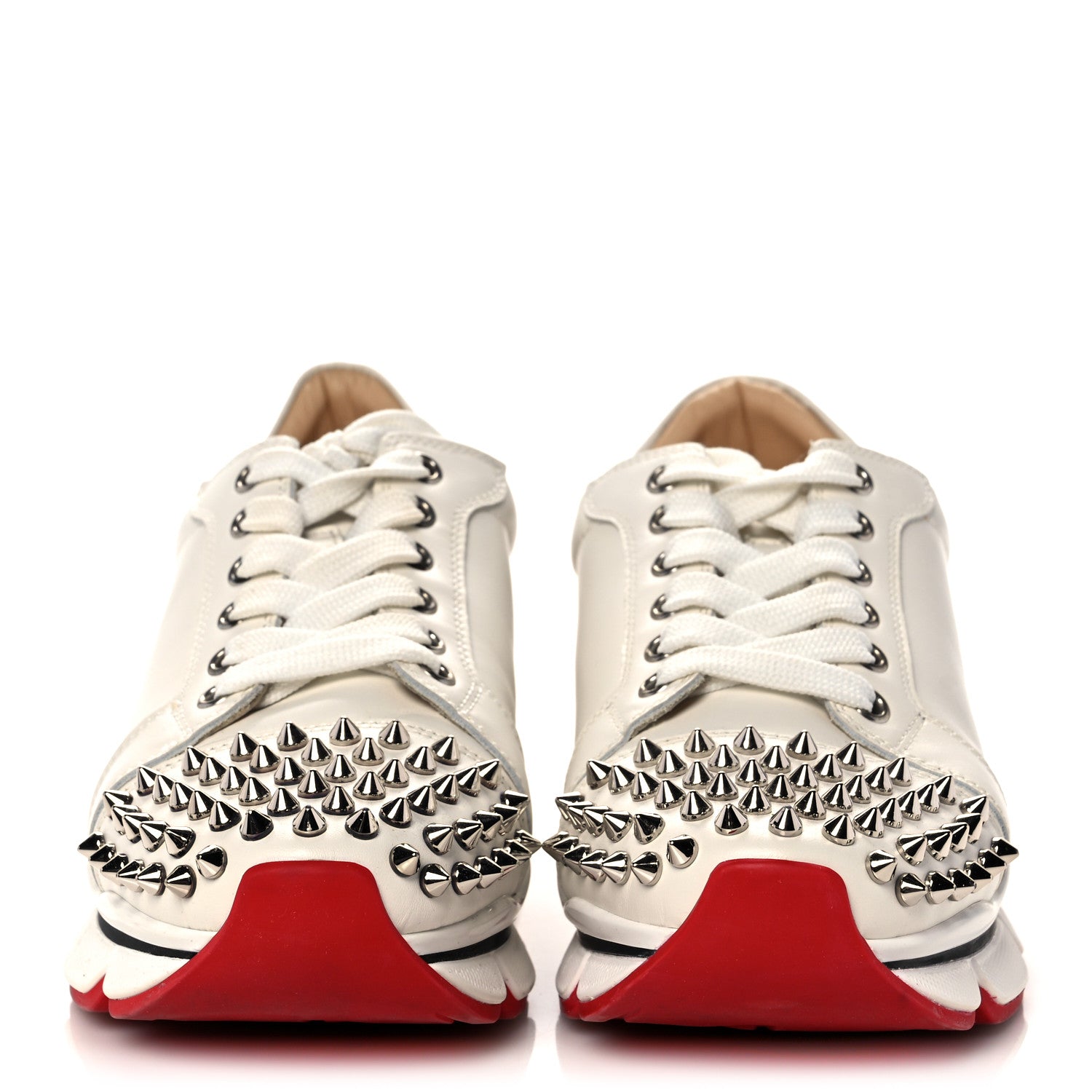 Christian Louboutin Calfskin Spike VRS 2018 Sneakers 37.5 Snow Silver 2 of 12