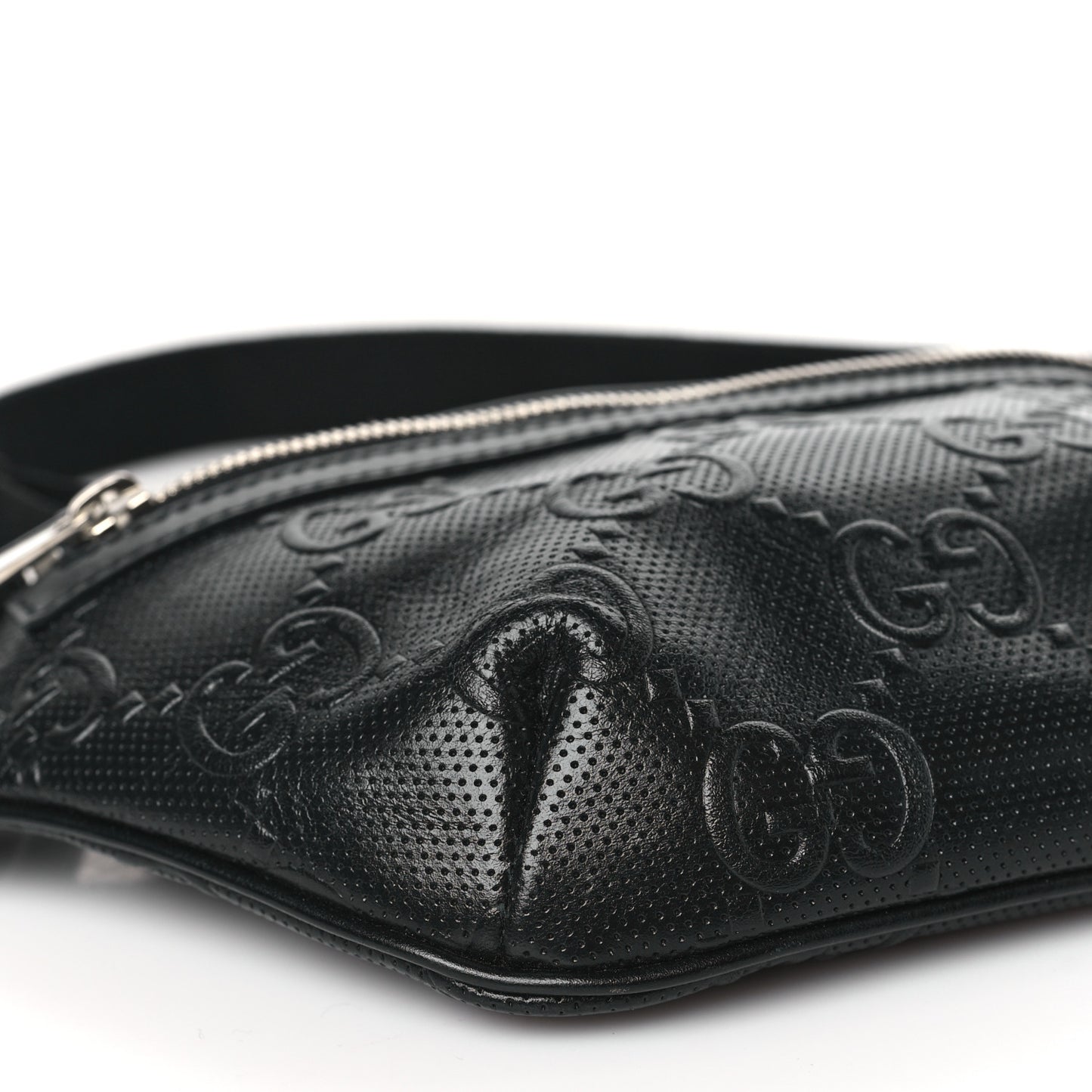 Calfskin GG Tennis Embossed Belt Bag Black