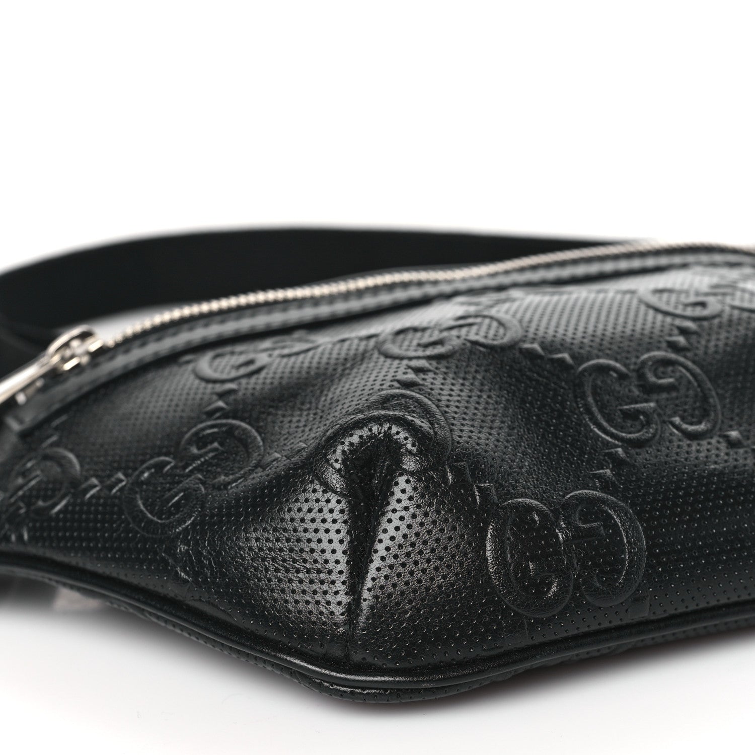 Gucci Calfskin GG Tennis Embossed Belt Bag Black 8 of 9