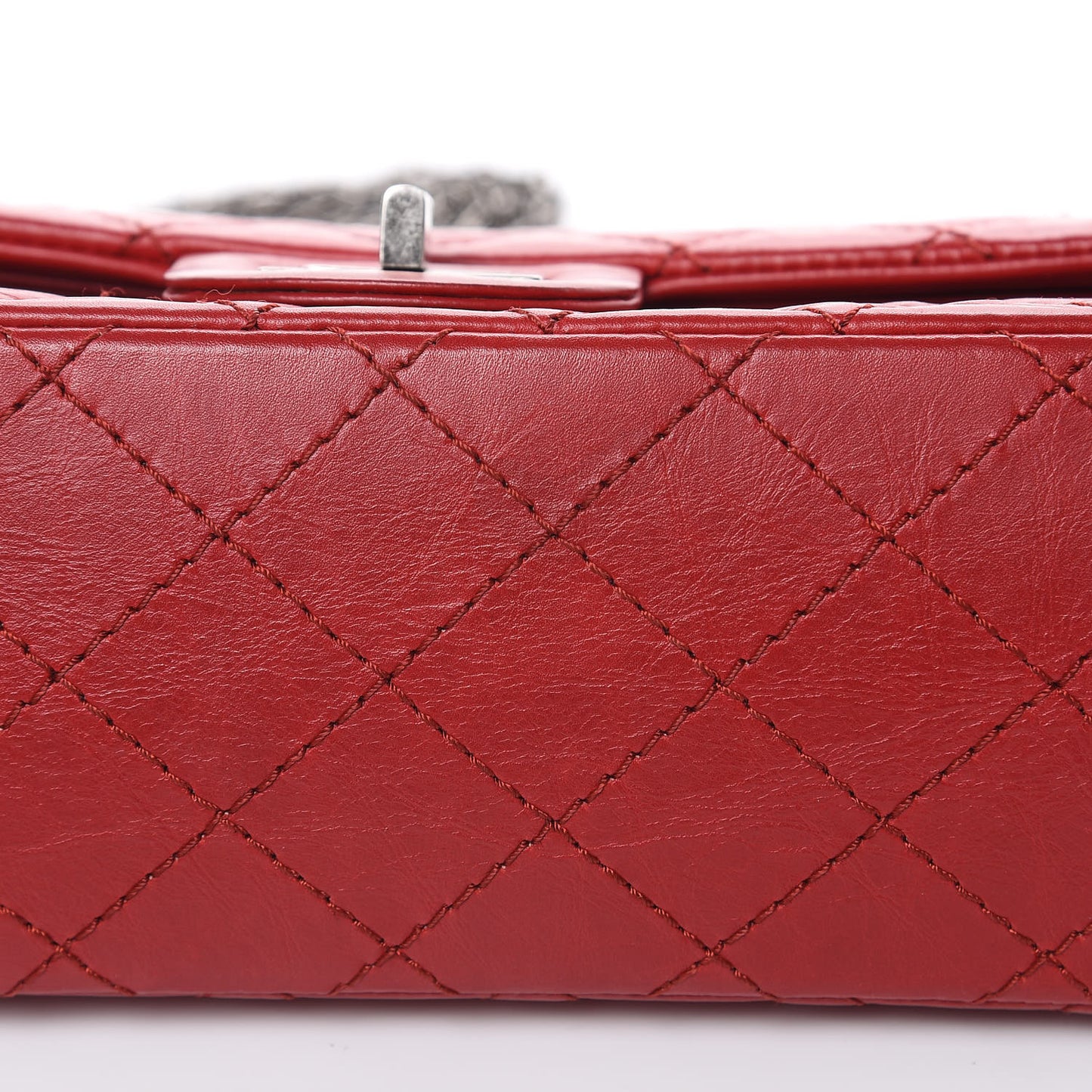 Aged Calfskin Quilted 2.55 Reissue 224 Flap Red