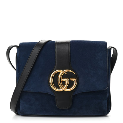 Gucci Suede Medium Arli Flap Shoulder Bag Blue Ink Black 1 of 11