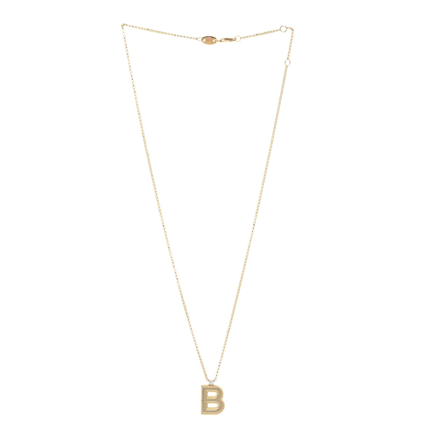 18K Yellow Gold Diamond Letter B Pendant Necklace