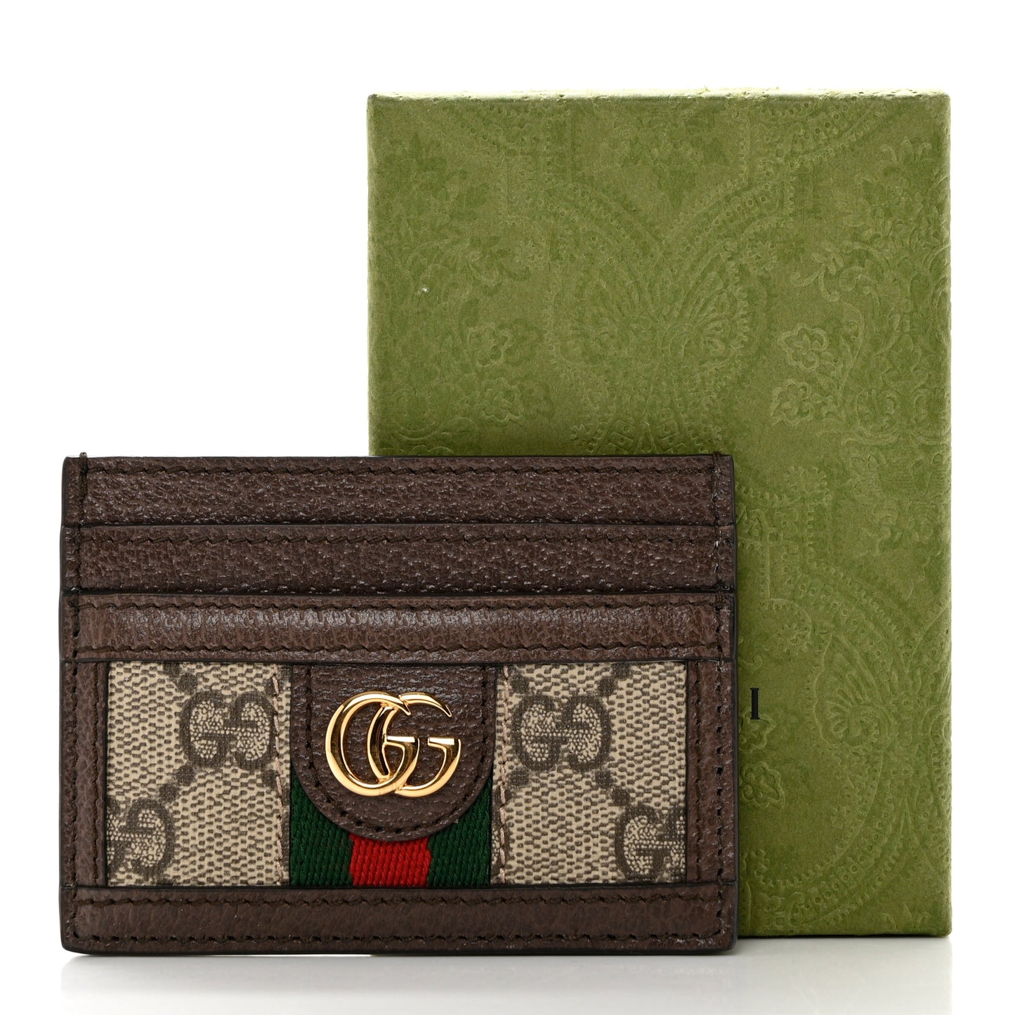GG Supreme Monogram Ophidia Card Holder Brown