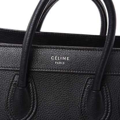 Celine Drummed Calfskin Nano Luggage Black 7 of 9