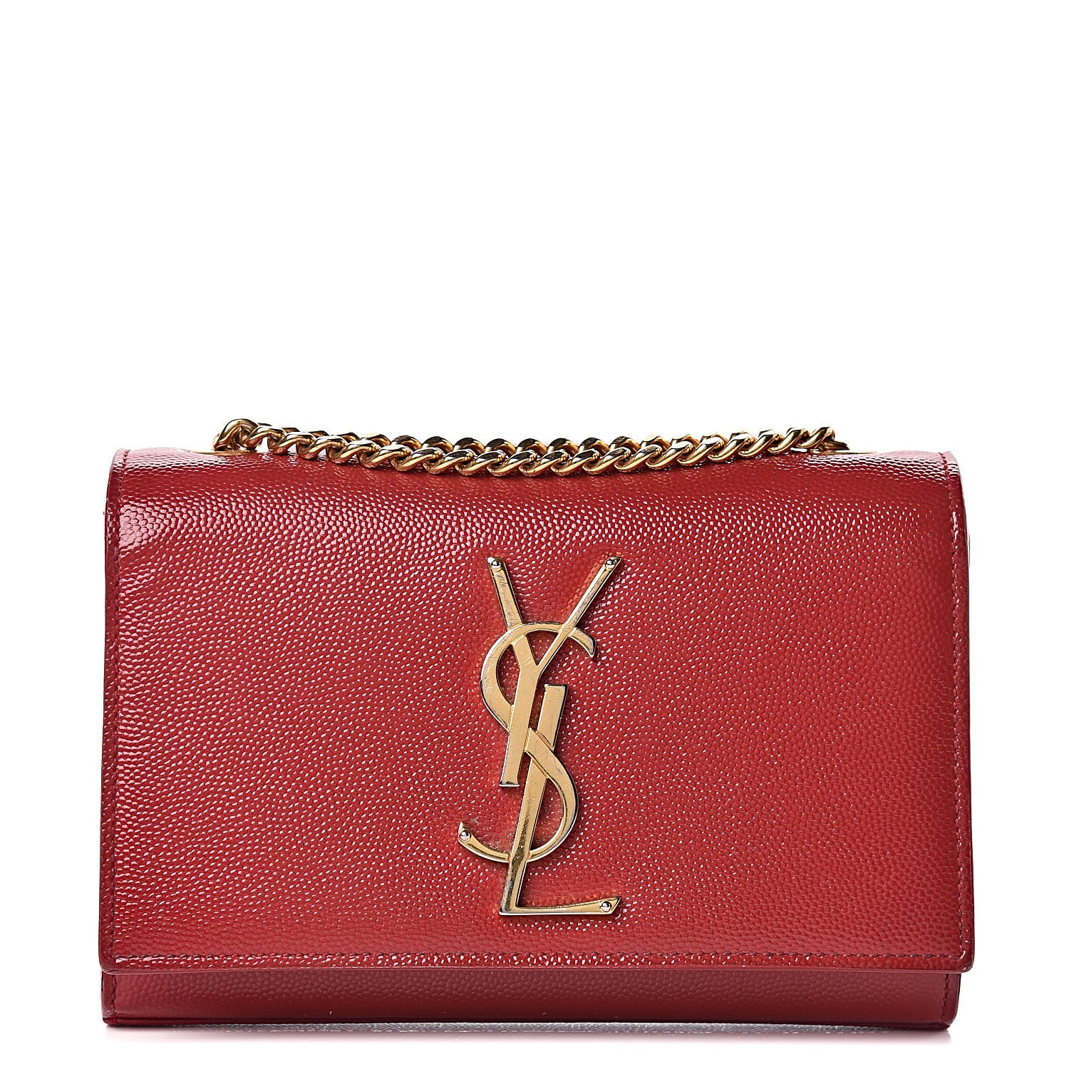 Saint Laurent Grain De Poudre Small Monogram Kate Satchel Red 1 of 14