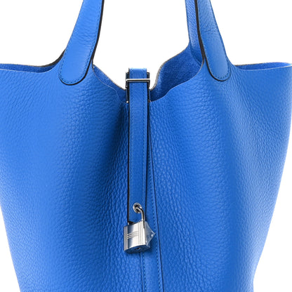 Hermes Taurillon Clemence Picotin Lock 22 MM Bleu Hydra 8 of 13