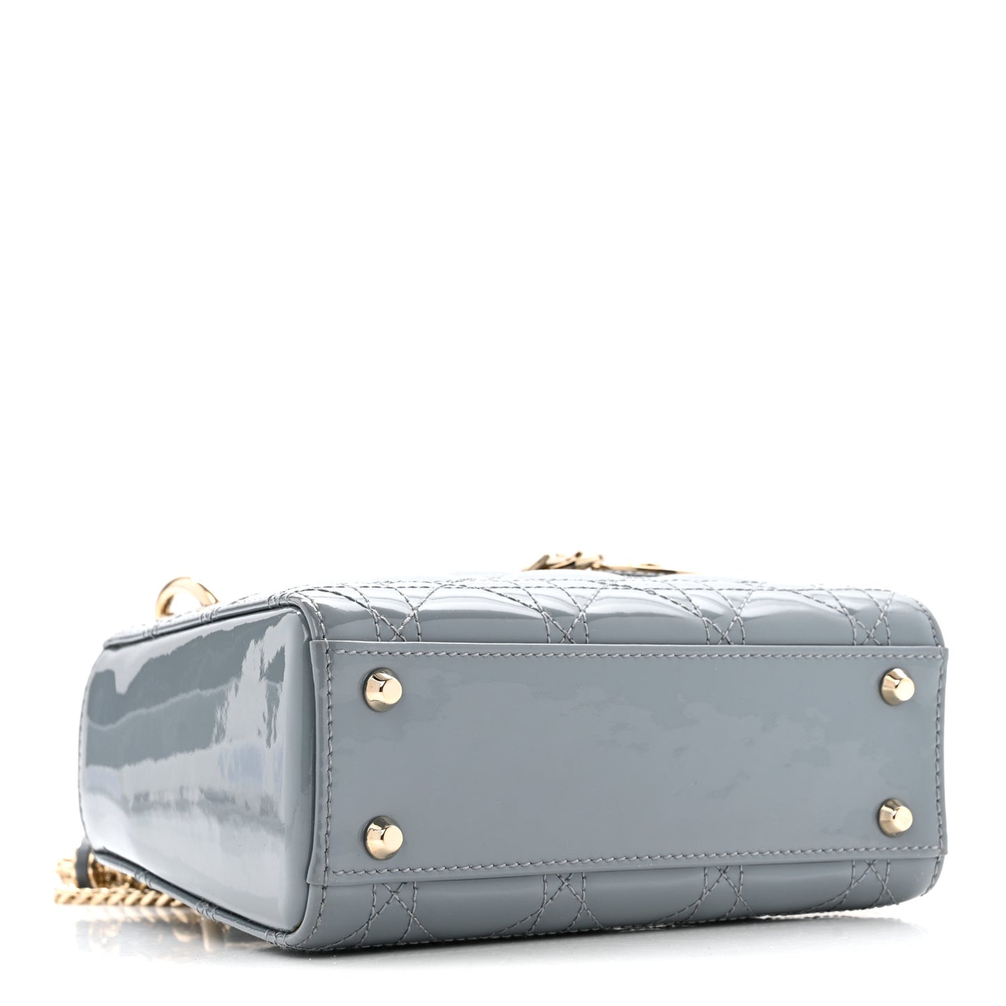 Patent Cannage Mini Lady Dior Grey Stone