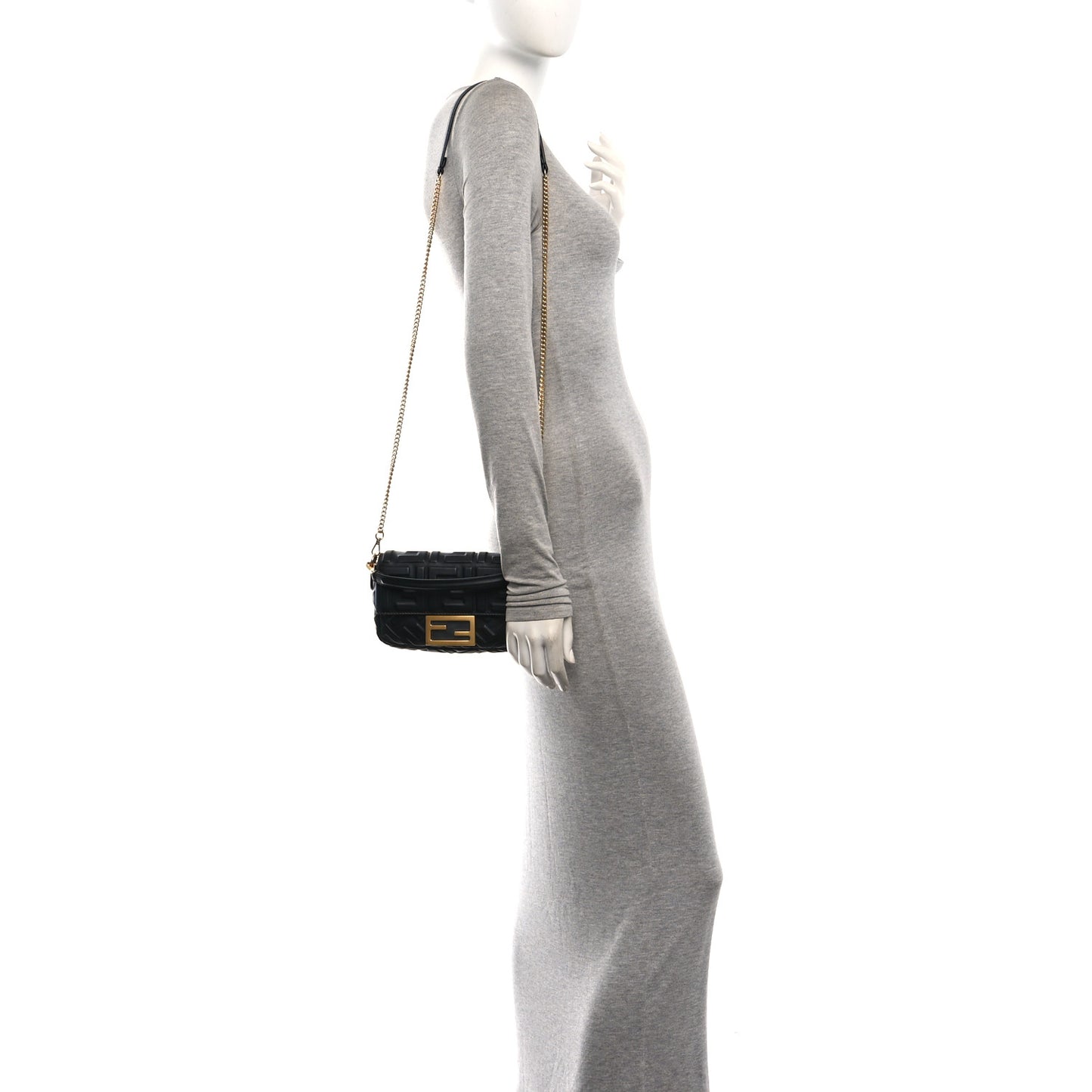 Nappa FF 1974 Embossed Mini Baguette Black