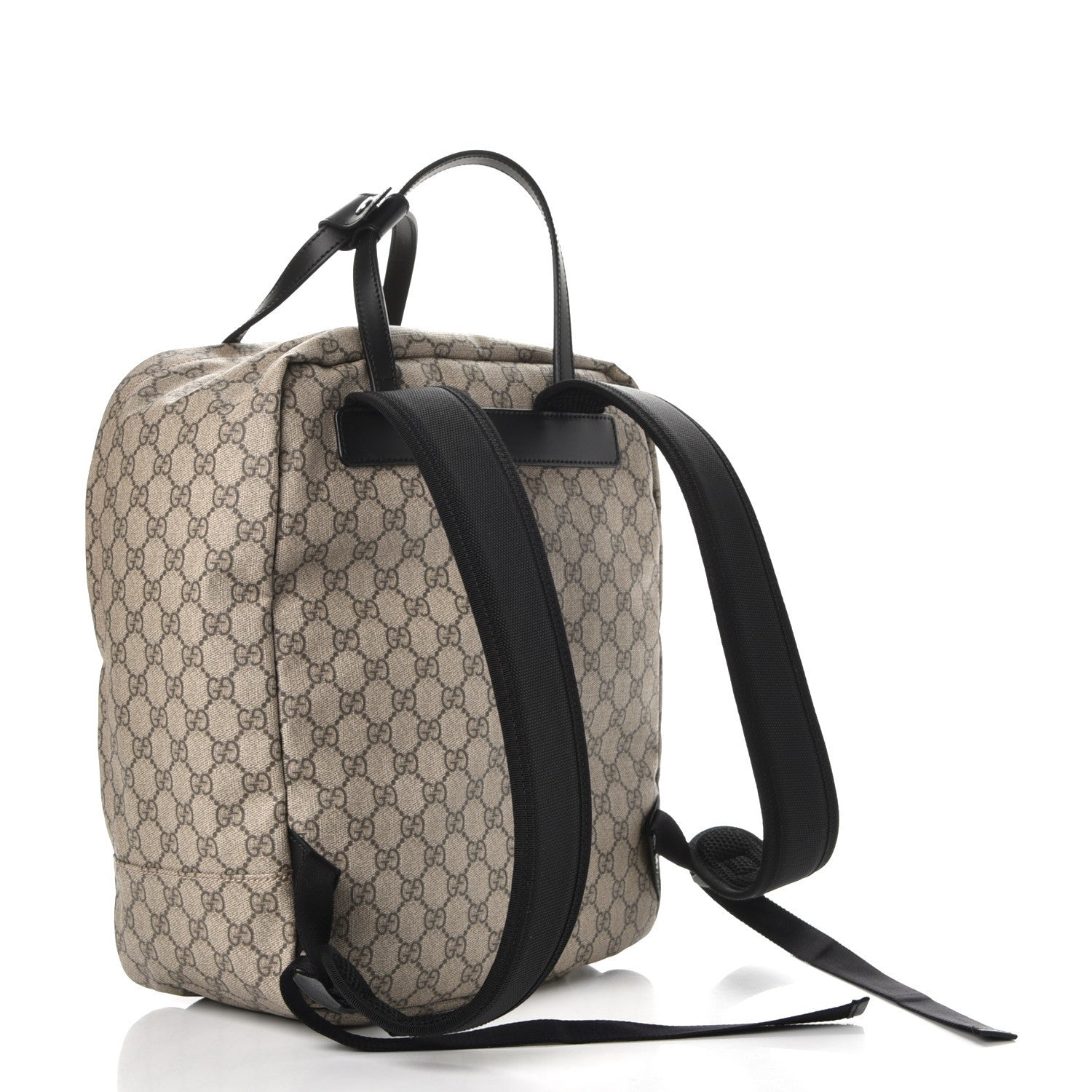Gucci Soft GG Supreme Monogram Appia Calfskin Web Tote Backpack Beige Ebony Black 3 of 7