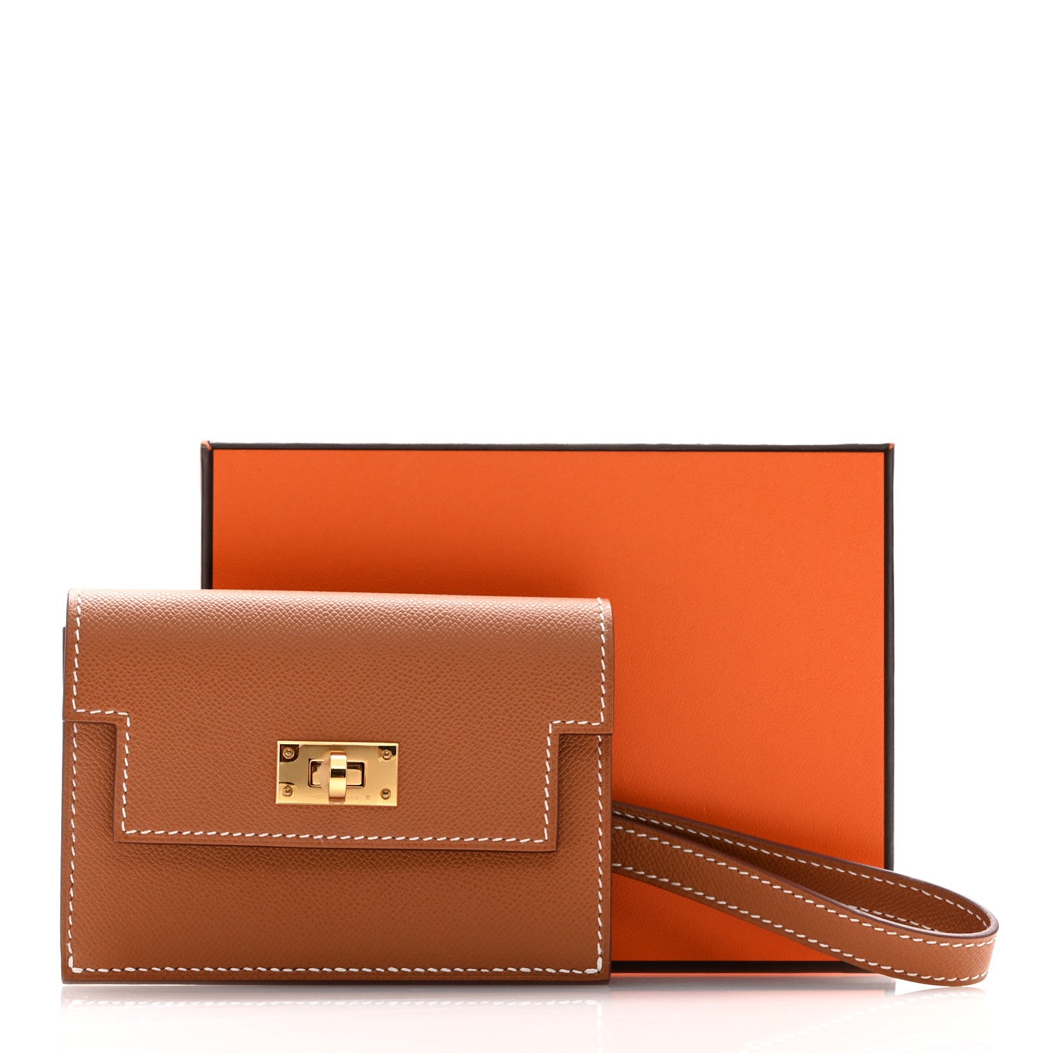 Hermes Madame Calfskin Kelly Slim Wallet Gold 9 of 9